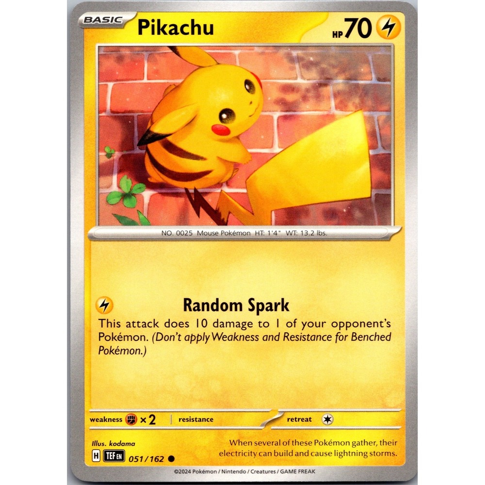 Pokemon Pikachu 051/162 SV05 Temporal Forces Common Lightning Card LP